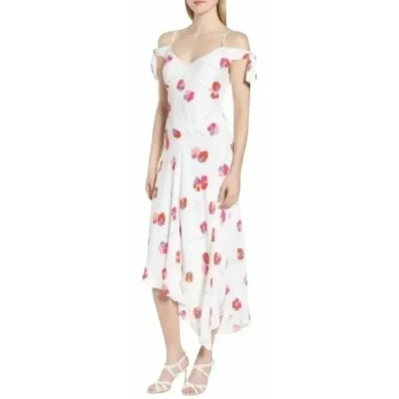 New Lewitt Women's Dress Sleeveless V-Neck Floral Print White Size 14 - Picture 1 of 8